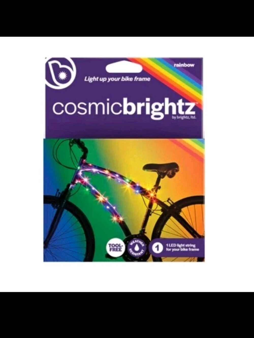 Brightz CosmicBrightz LED Bike Frame Rope Light - Rainbow NWT